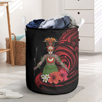 Huli Wigmen Tribe Hela Province Laundry Basket Papua New Guinea Indigenous Pattern LT9 Black - Polynesian Pride