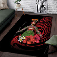 Huli Wigmen Tribe Hela Province Area Rug Papua New Guinea Indigenous Pattern LT9 Black - Polynesian Pride