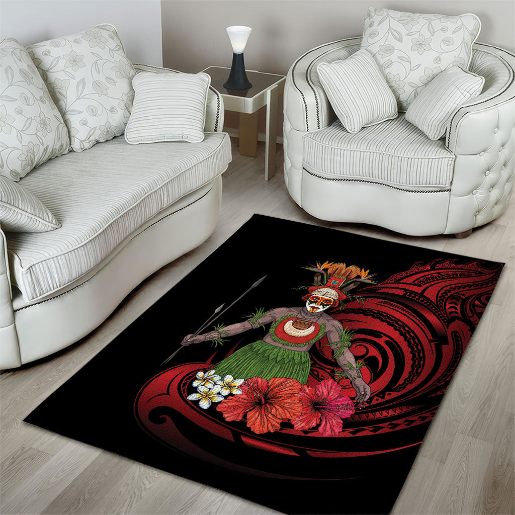 Huli Wigmen Tribe Hela Province Area Rug Papua New Guinea Indigenous Pattern LT9 - Polynesian Pride