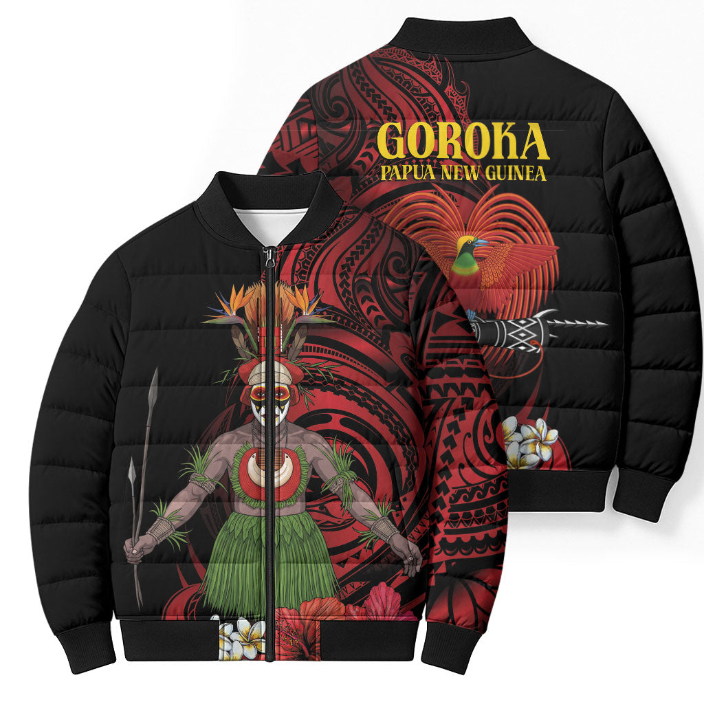 Huli Wigmen Tribe Hela Province Bomber Puffer Jacket Papua New Guinea Indigenous Pattern LT9 - Polynesian Pride