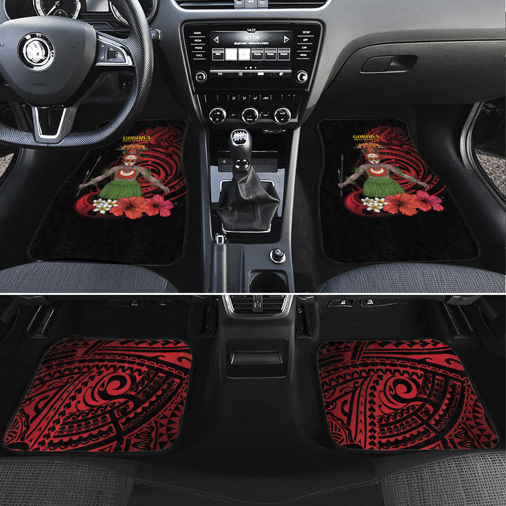 Huli Wigmen Tribe Hela Province Car Mats Papua New Guinea Indigenous Pattern LT9 Set 4pcs Black - Polynesian Pride