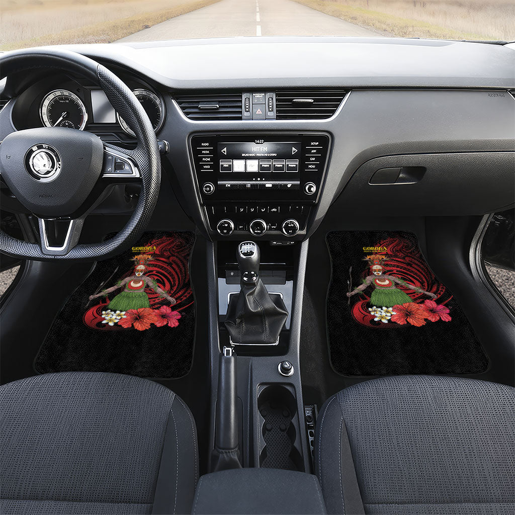 Huli Wigmen Tribe Hela Province Car Mats Papua New Guinea Indigenous Pattern LT9 Set 2pcs - Front Black - Polynesian Pride
