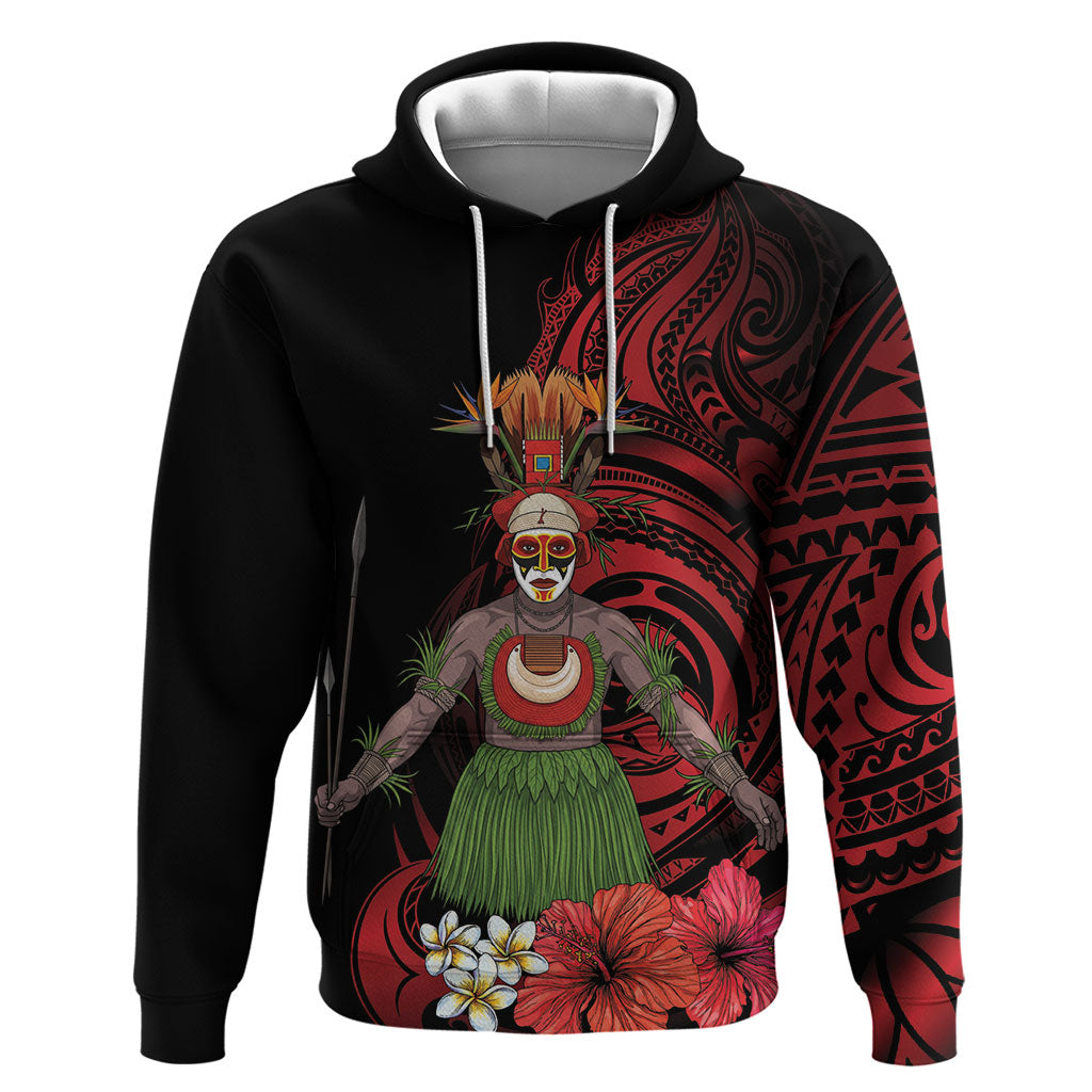 Huli Wigmen Tribe Hela Province Hoodie Papua New Guinea Indigenous Pattern LT9 Pullover Hoodie Black - Polynesian Pride