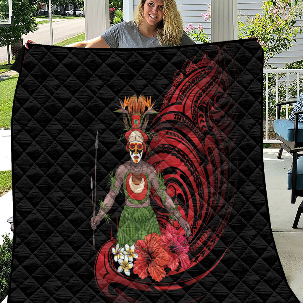 Huli Wigmen Tribe Hela Province Quilt Papua New Guinea Indigenous Pattern LT9 Black - Polynesian Pride