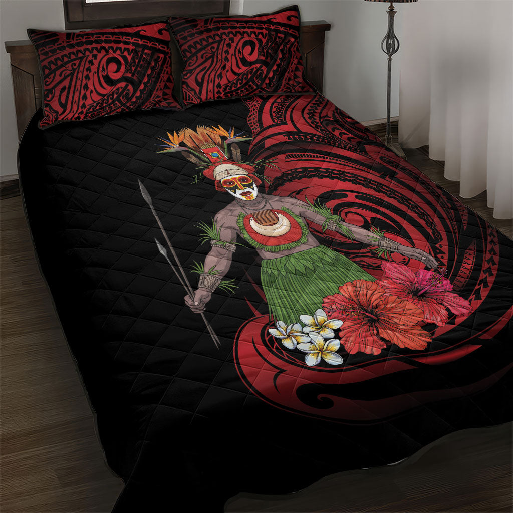 Huli Wigmen Tribe Hela Province Quilt Bed Set Papua New Guinea Indigenous Pattern LT9 Black - Polynesian Pride