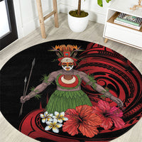 Huli Wigmen Tribe Hela Province Round Carpet Papua New Guinea Indigenous Pattern LT9 Black - Polynesian Pride