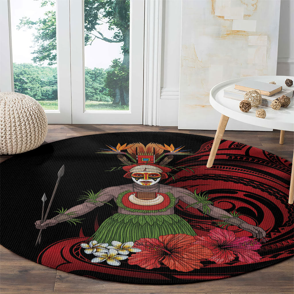 Huli Wigmen Tribe Hela Province Round Carpet Papua New Guinea Indigenous Pattern LT9 - Polynesian Pride
