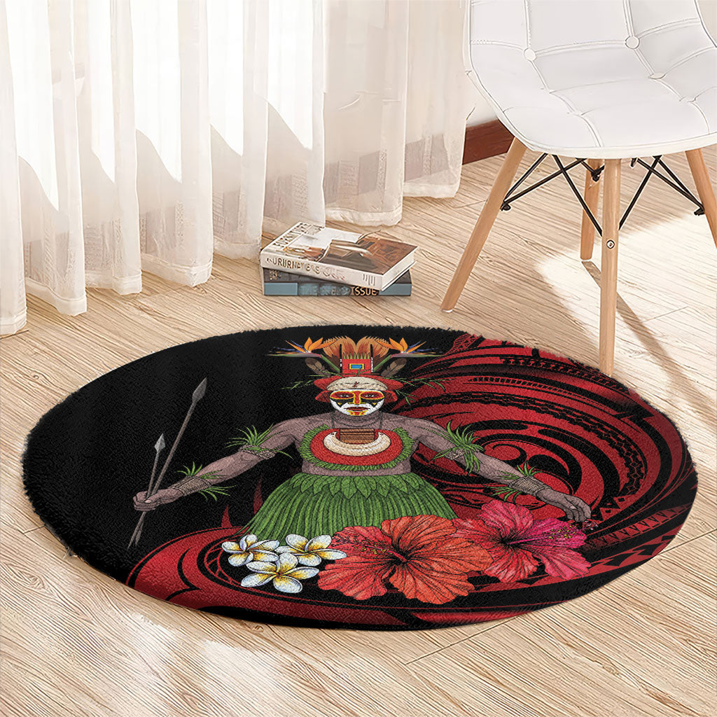 Huli Wigmen Tribe Hela Province Round Carpet Papua New Guinea Indigenous Pattern LT9 - Polynesian Pride