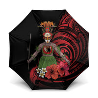 Huli Wigmen Tribe Hela Province Umbrella Papua New Guinea Indigenous Pattern LT9 One Size Folded 11.42 inch Opened Diameter 37.4 inch Black - Polynesian Pride