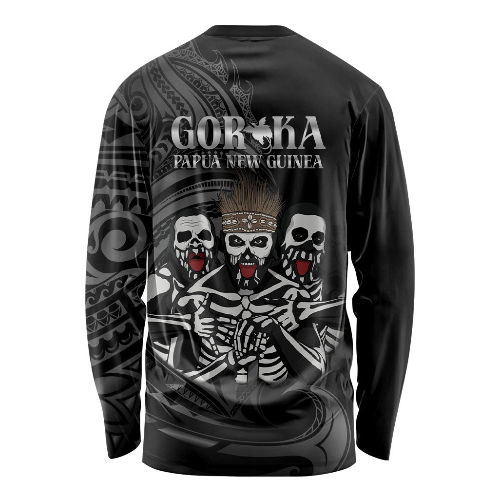 Skeleton Tribe Simbu Province Long Sleeve Shirt Papua New Guinea Indigenous Pattern LT9 - Polynesian Pride