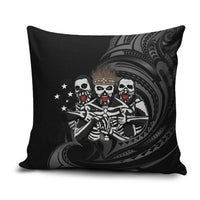 Skeleton Tribe Simbu Province Pillow Cover Papua New Guinea Indigenous Pattern LT9 Black - Polynesian Pride
