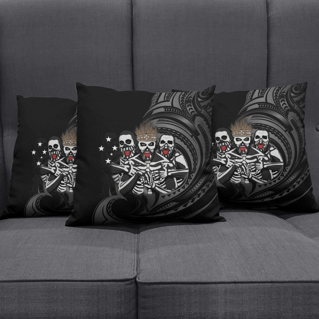 Skeleton Tribe Simbu Province Pillow Cover Papua New Guinea Indigenous Pattern LT9 - Polynesian Pride