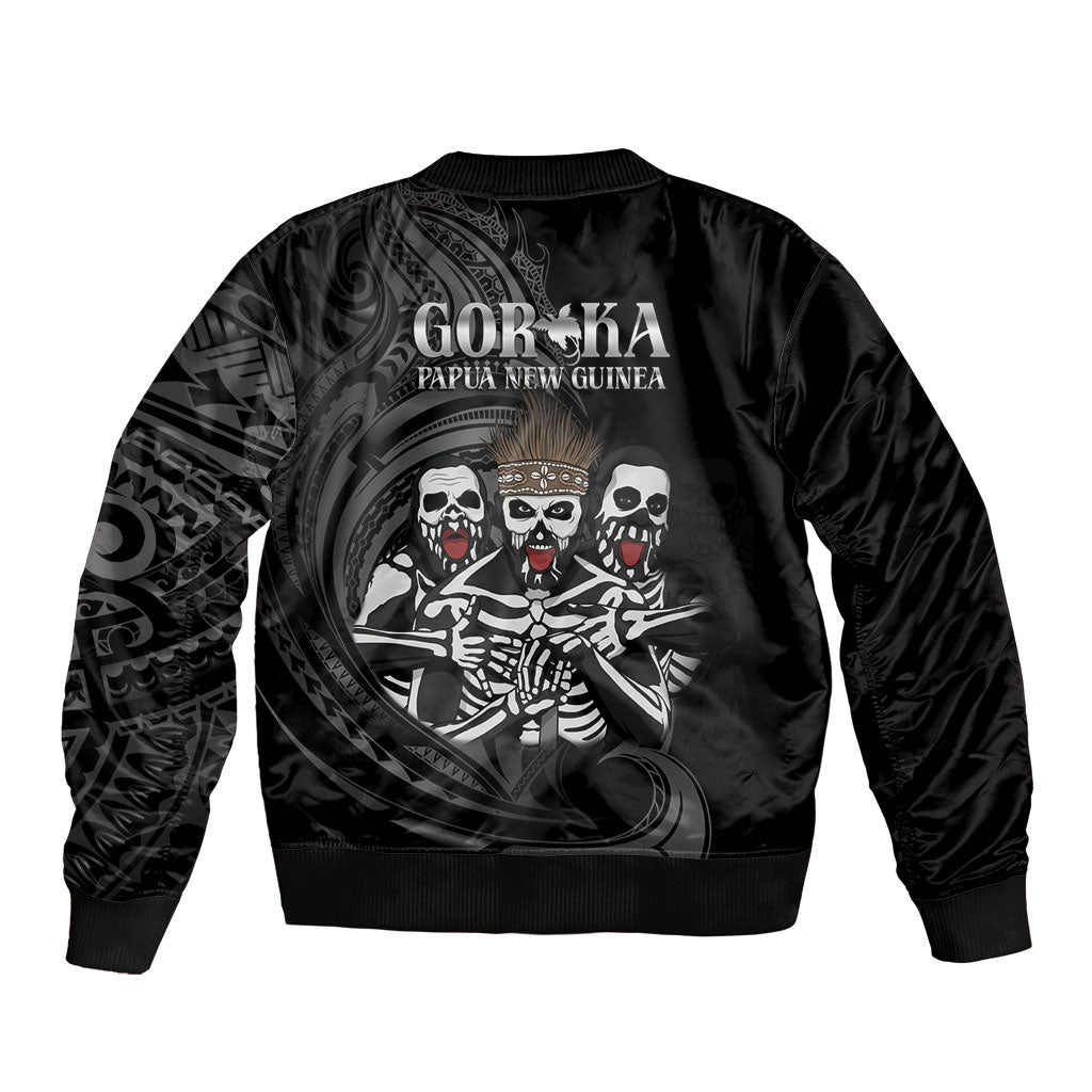 Skeleton Tribe Simbu Province Sleeve Zip Bomber Jacket Papua New Guinea Indigenous Pattern LT9 - Polynesian Pride