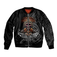 Mokomoko Tribe Eastern Highlands Province Bomber Jacket Papua New Guinea Indigenous Pattern LT9 Unisex Black - Polynesian Pride