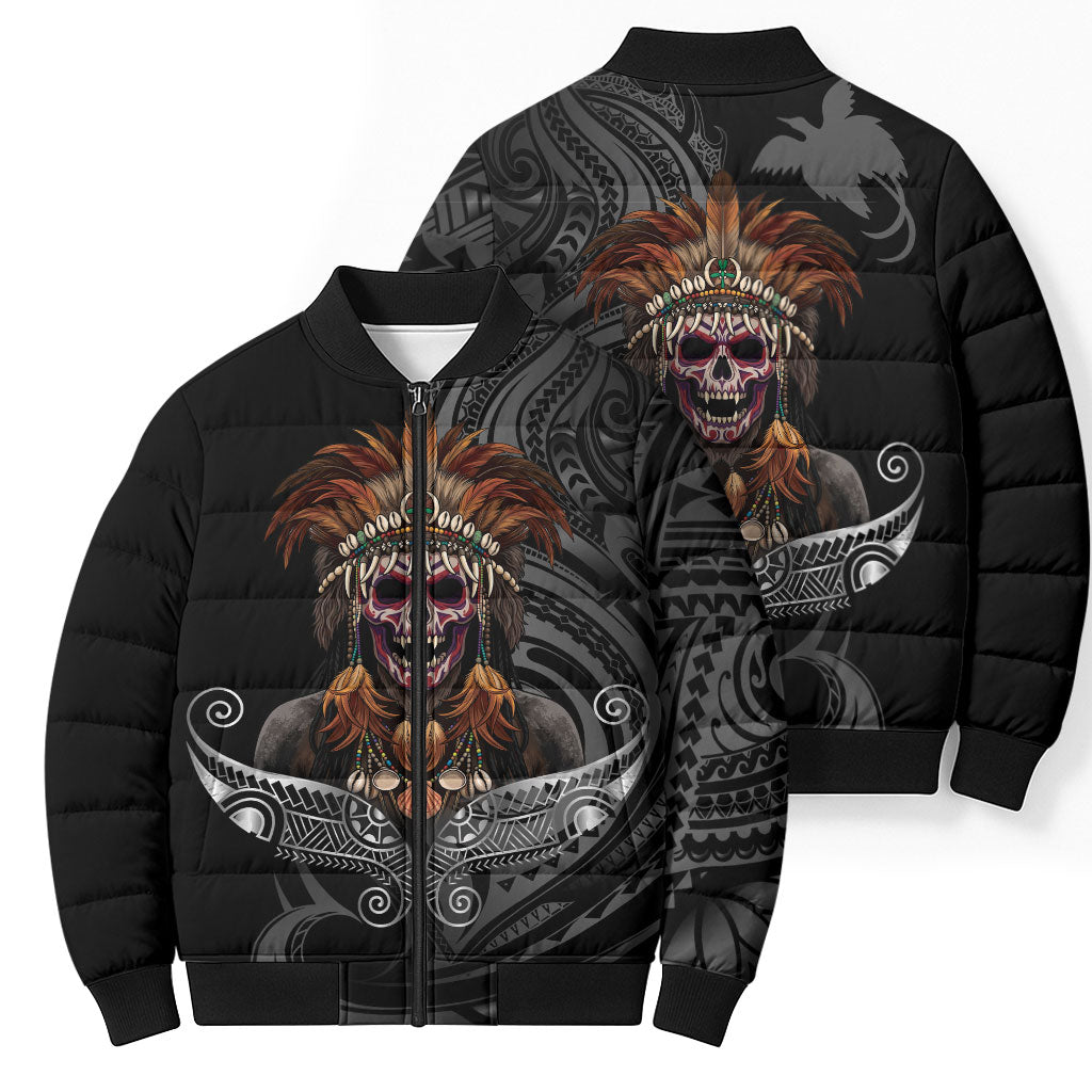 Mokomoko Tribe Eastern Highlands Province Bomber Puffer Jacket Papua New Guinea Indigenous Pattern LT9 - Polynesian Pride