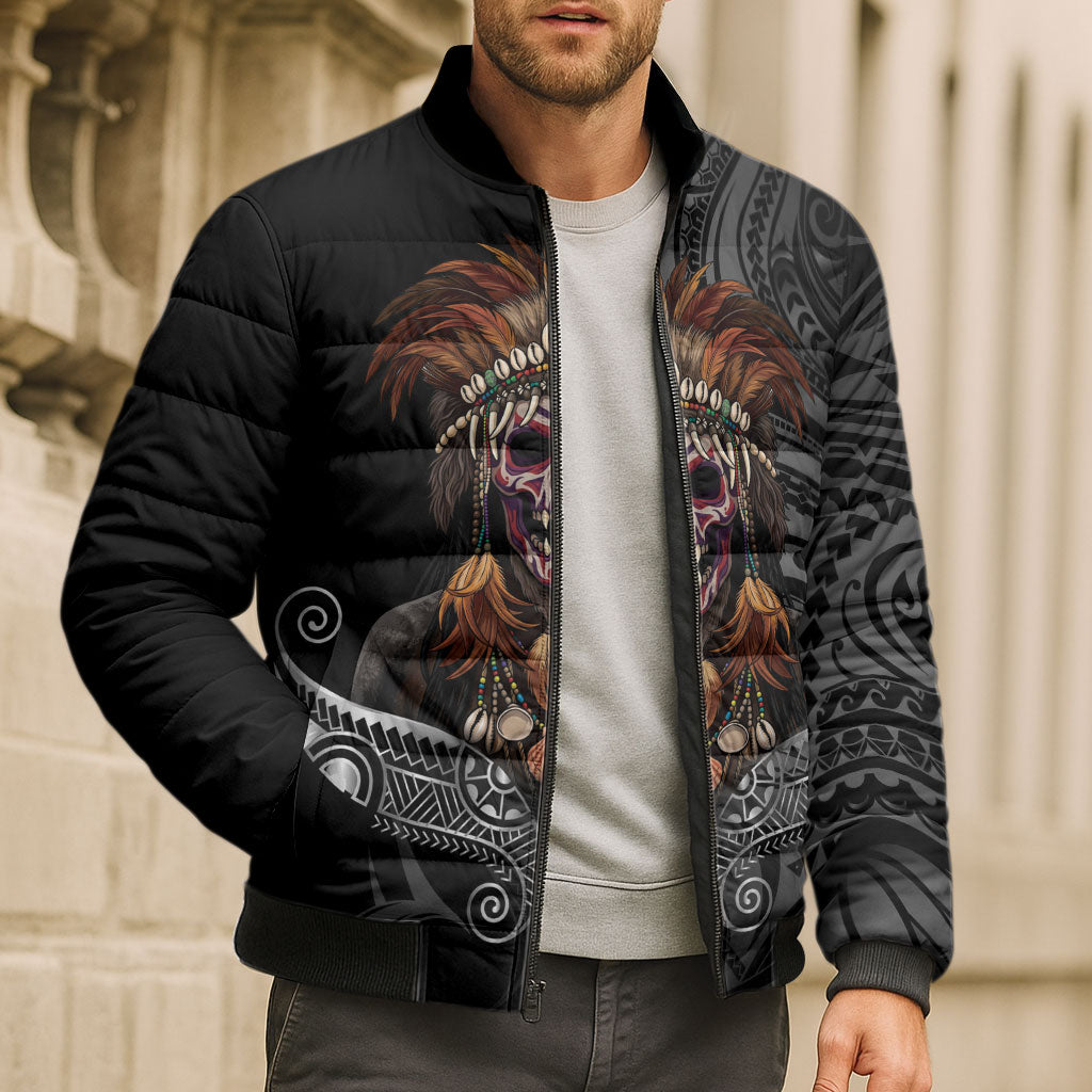 Mokomoko Tribe Eastern Highlands Province Bomber Puffer Jacket Papua New Guinea Indigenous Pattern LT9 - Polynesian Pride