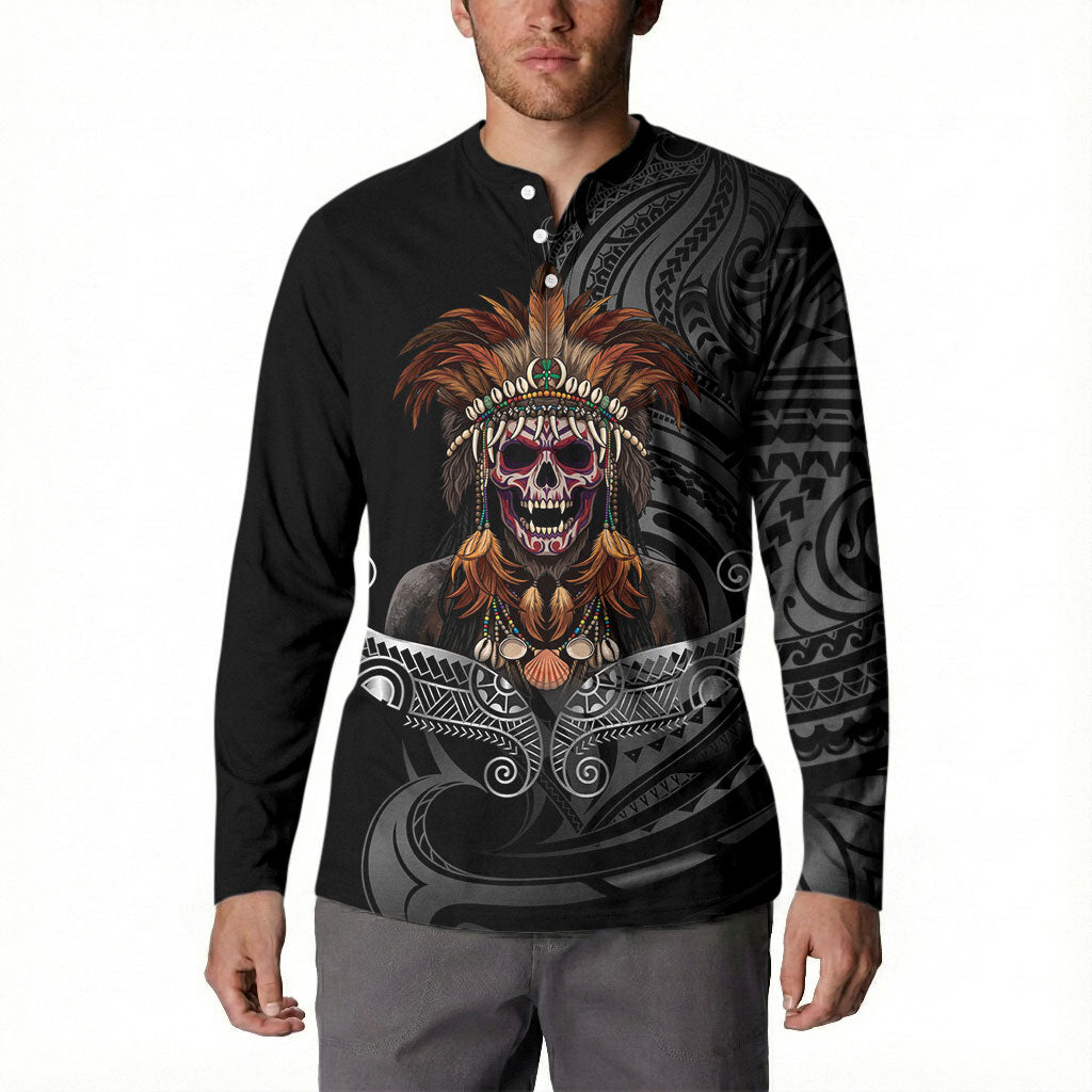 Mokomoko Tribe Eastern Highlands Province Button Sweatshirt Papua New Guinea Indigenous Pattern LT9 - Polynesian Pride