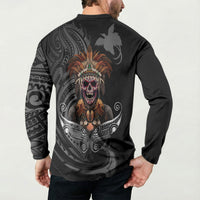 Mokomoko Tribe Eastern Highlands Province Button Sweatshirt Papua New Guinea Indigenous Pattern LT9 - Polynesian Pride