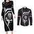 New Zealand Aotearoa Rugby Couples Matching Long Sleeve Bodycon Dress and Long Sleeve Button Shirts Black Fern Maori Tribal Sporty Style LT9 Black - Polynesian Pride