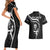 New Zealand Aotearoa Rugby Couples Matching Short Sleeve Bodycon Dress and Hawaiian Shirt Black Fern Maori Tribal Sporty Style LT9 - Polynesian Pride