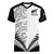 Custom New Zealand Rugby Women V Neck T Shirt Proud Aoteroa Stylised Maori Koru LT9 Female Black - Polynesian Pride