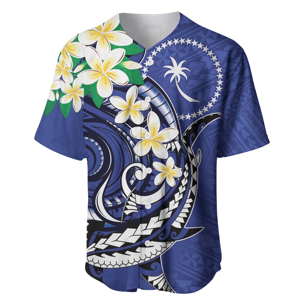 FSM Chuuk State Polynesian Shark Tattoo Personalised Baseball Jersey LT9 Blue - Polynesian Pride