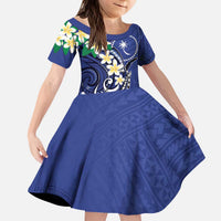 FSM Chuuk State Polynesian Shark Tattoo Personalised Kid Short Sleeve Dress LT9 KID Blue - Polynesian Pride