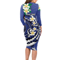 FSM Chuuk State Polynesian Shark Tattoo Personalised Long Sleeve Bodycon Dress LT9 - Polynesian Pride