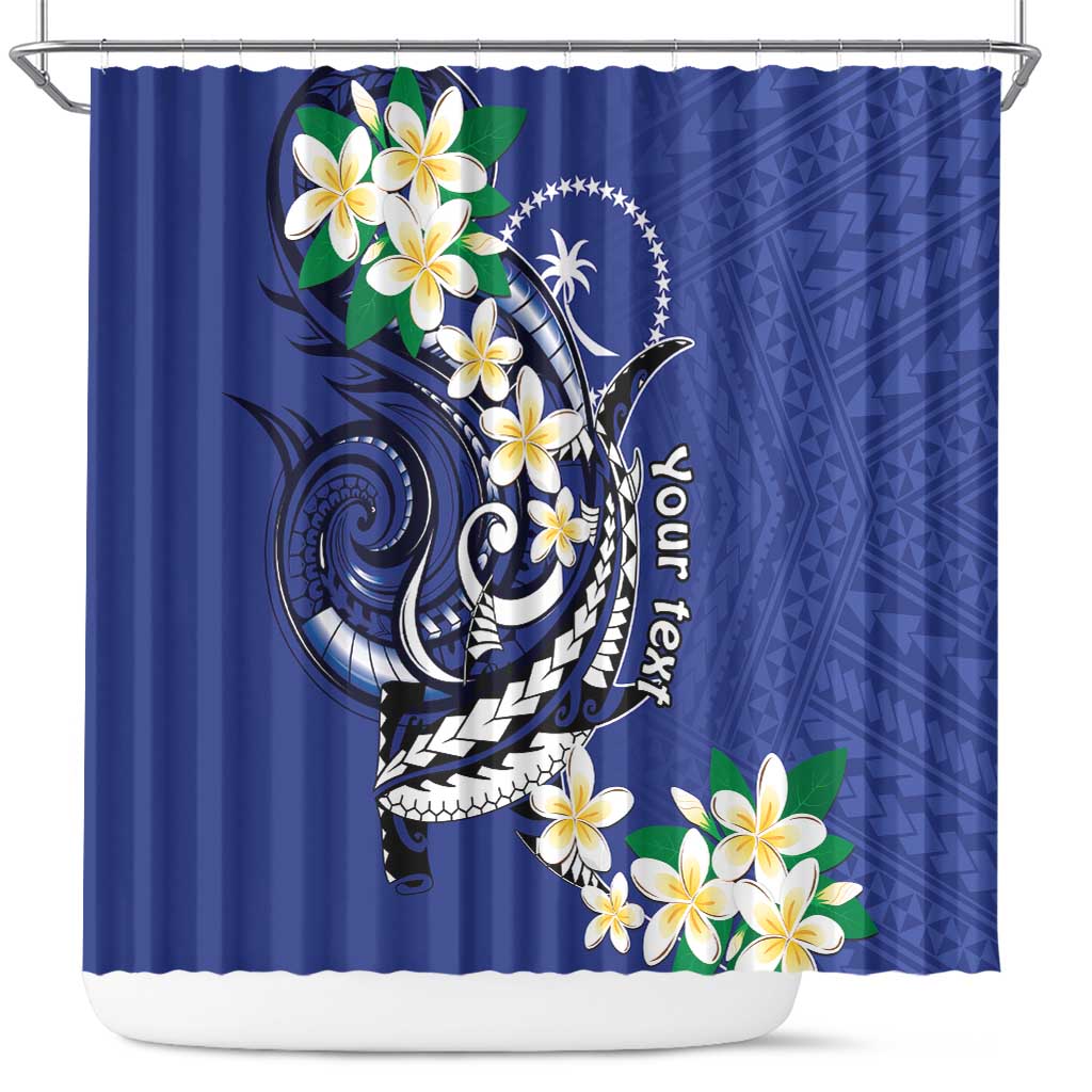 FSM Chuuk State Polynesian Shark Tattoo Personalised Shower Curtain LT9 Blue - Polynesian Pride