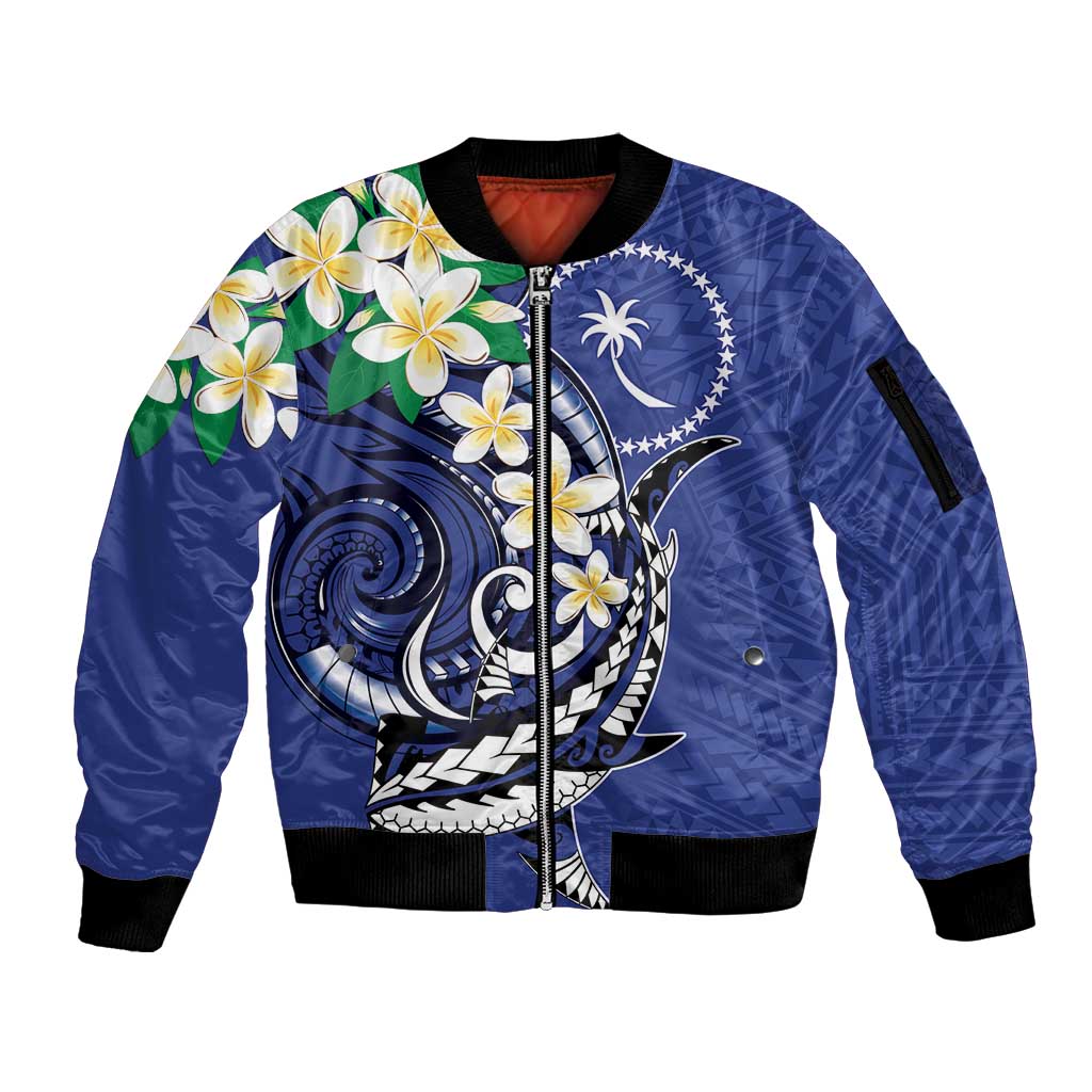 FSM Chuuk State Polynesian Shark Tattoo Personalised Sleeve Zip Bomber Jacket