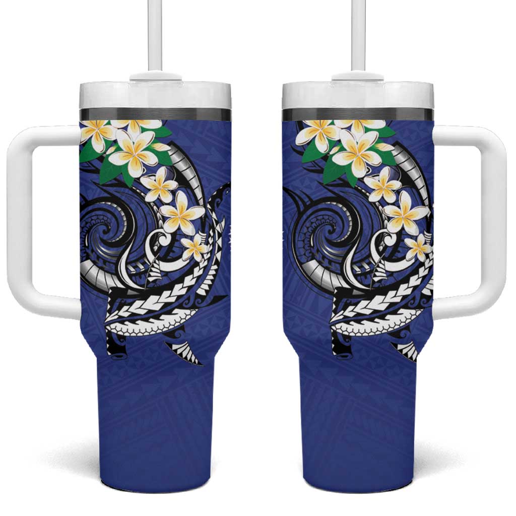 FSM Chuuk State Polynesian Shark Tattoo Personalised Tumbler With Handle LT9 One Size: 40 oz Blue - Polynesian Pride