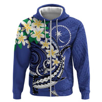 FSM Chuuk State Polynesian Shark Tattoo Personalised Zip Hoodie LT9 Zip Hoodie Blue - Polynesian Pride
