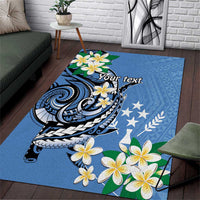 FSM Kosrae Polynesian Shark Tattoo Personalised Area Rug LT9 Blue - Polynesian Pride