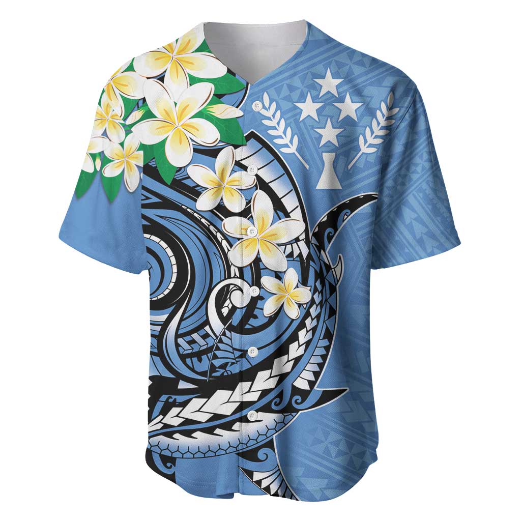 FSM Kosrae Polynesian Shark Tattoo Personalised Baseball Jersey LT9 Blue - Polynesian Pride