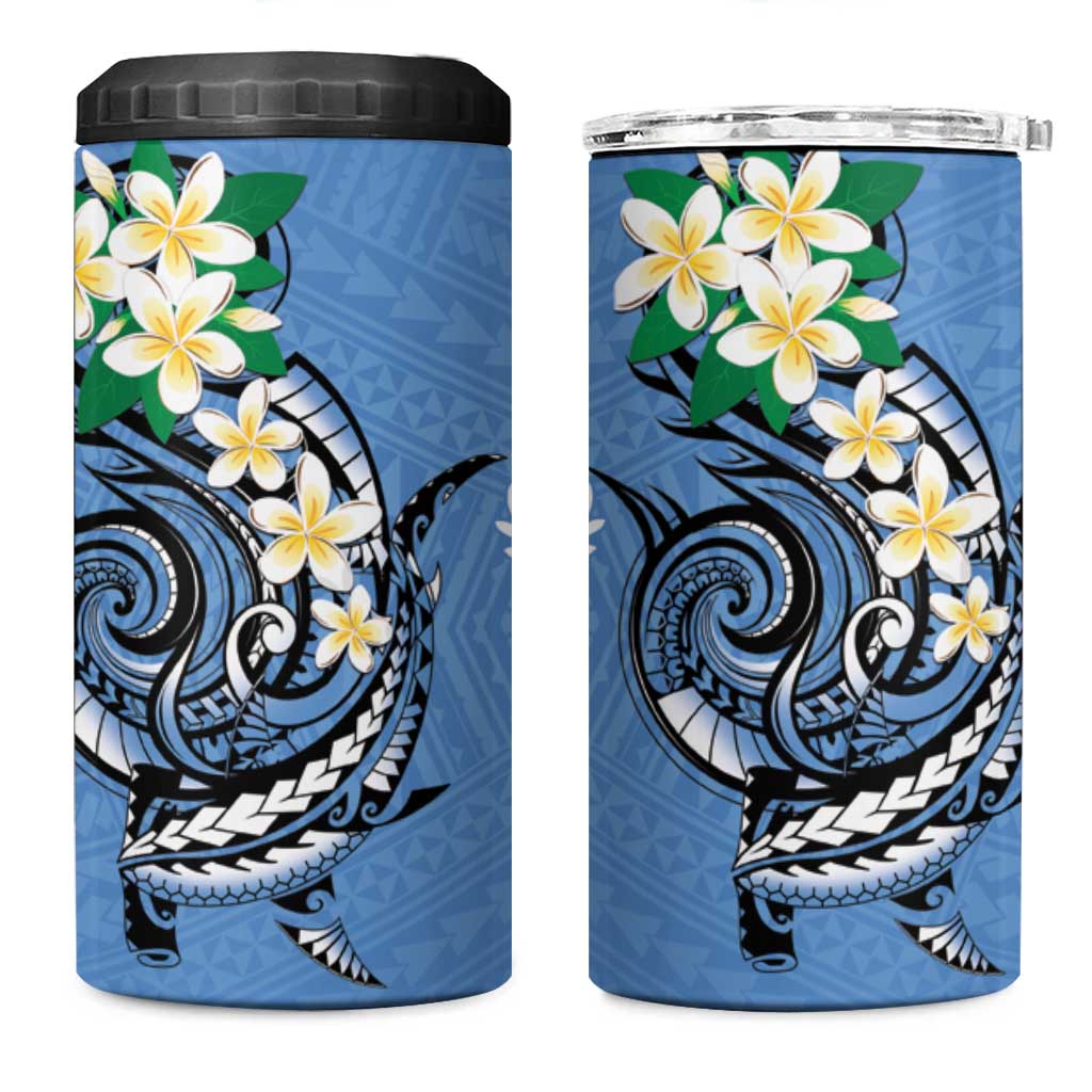 FSM Kosrae Polynesian Shark Tattoo Personalised 4 in 1 Can Cooler Tumbler LT9 One Size: 16 oz Blue - Polynesian Pride