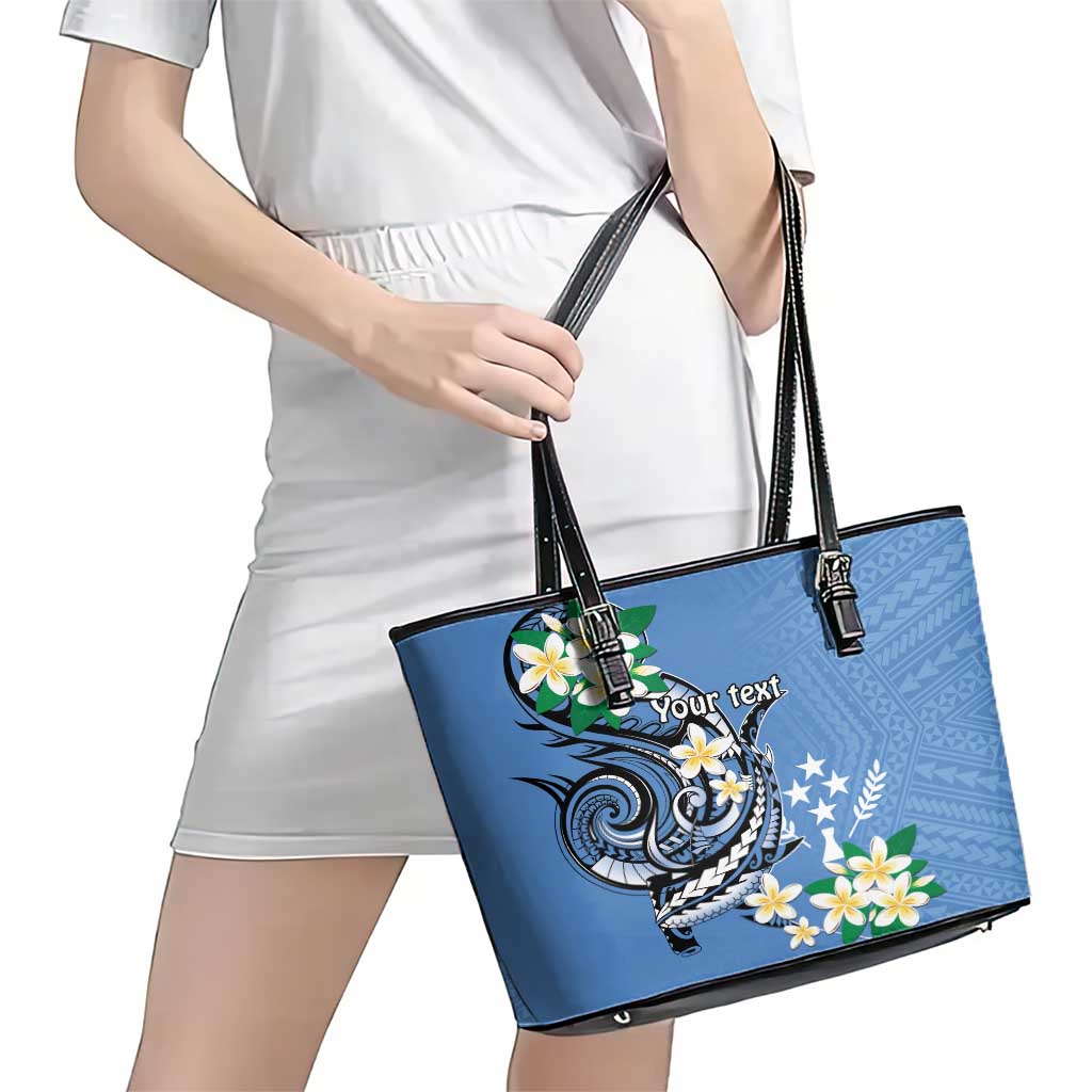 FSM Kosrae Polynesian Shark Tattoo Personalised Leather Tote Bag LT9 - Polynesian Pride