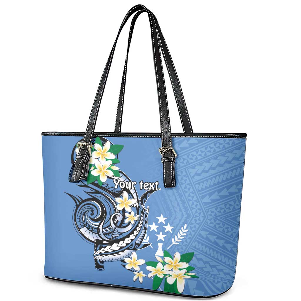 FSM Kosrae Polynesian Shark Tattoo Personalised Leather Tote Bag LT9 - Polynesian Pride