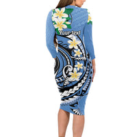 FSM Kosrae Polynesian Shark Tattoo Personalised Long Sleeve Bodycon Dress LT9 - Polynesian Pride