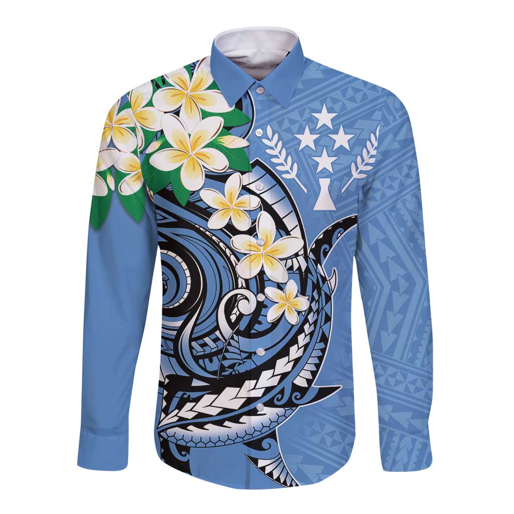 FSM Kosrae Polynesian Shark Tattoo Personalised Long Sleeve Button Shirt LT9 Unisex Blue - Polynesian Pride