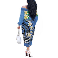 FSM Kosrae Polynesian Shark Tattoo Personalised Off The Shoulder Long Sleeve Dress LT9 - Polynesian Pride