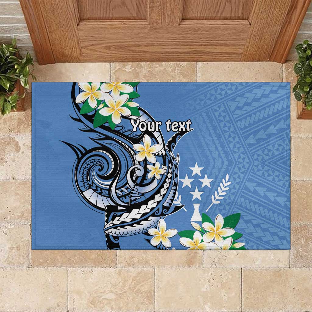 FSM Kosrae Polynesian Shark Tattoo Personalised Rubber Doormat LT9 Blue - Polynesian Pride