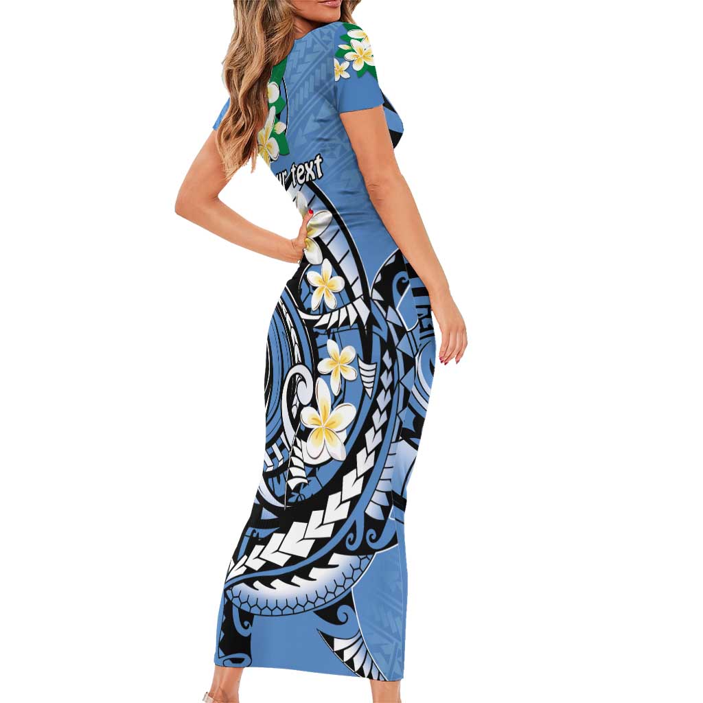FSM Kosrae Polynesian Shark Tattoo Personalised Short Sleeve Bodycon Dress LT9 - Polynesian Pride