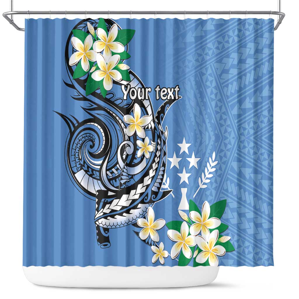 FSM Kosrae Polynesian Shark Tattoo Personalised Shower Curtain LT9 Blue - Polynesian Pride