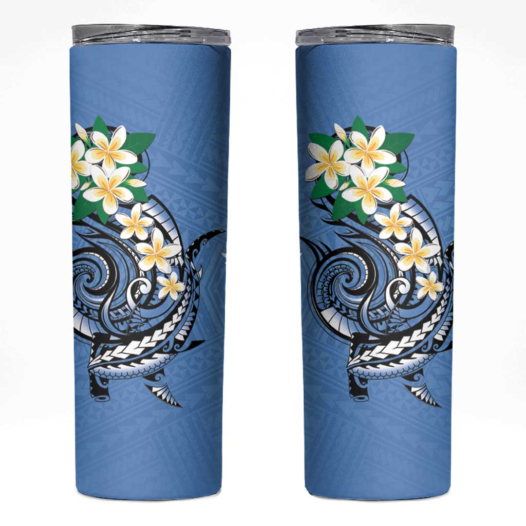 FSM Kosrae Polynesian Shark Tattoo Personalised Skinny Tumbler LT9 Blue - Polynesian Pride