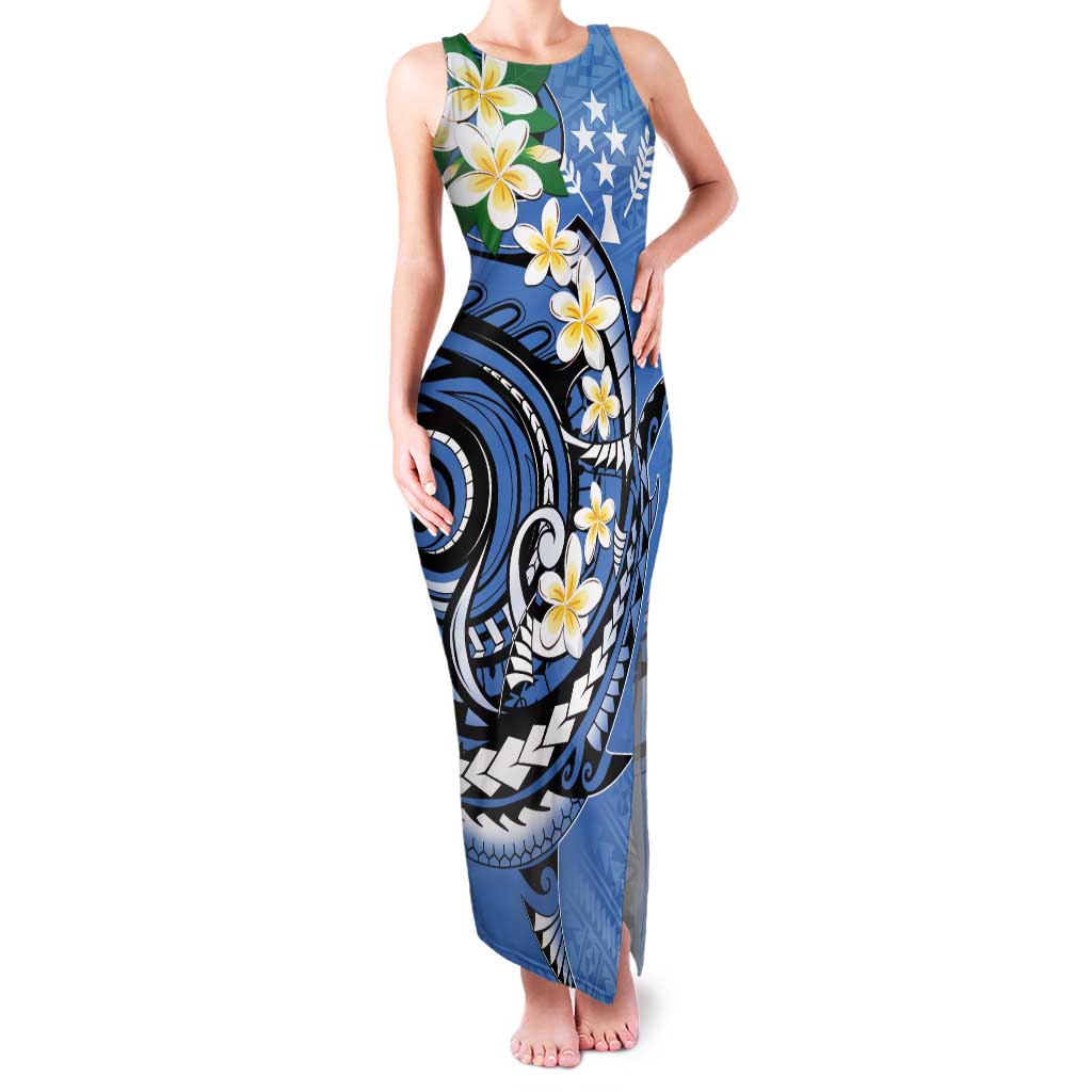 FSM Kosrae Polynesian Shark Tattoo Personalised Tank Maxi Dress LT9 Women Blue - Polynesian Pride
