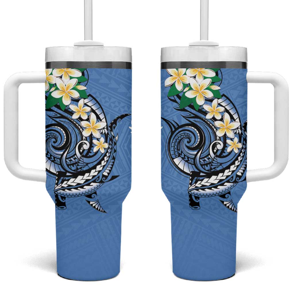 FSM Kosrae Polynesian Shark Tattoo Personalised Tumbler With Handle LT9 One Size: 40 oz Blue - Polynesian Pride