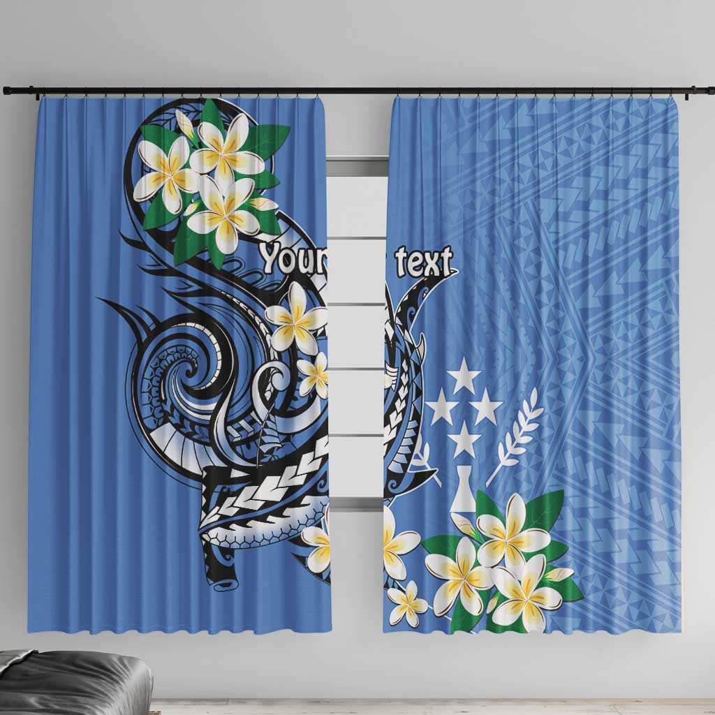 FSM Kosrae Polynesian Shark Tattoo Personalised Window Curtain LT9 With Hooks Blue - Polynesian Pride
