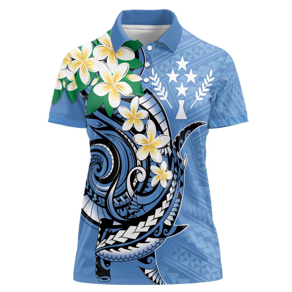 FSM Kosrae Polynesian Shark Tattoo Personalised Women Polo Shirt LT9 Female Blue - Polynesian Pride