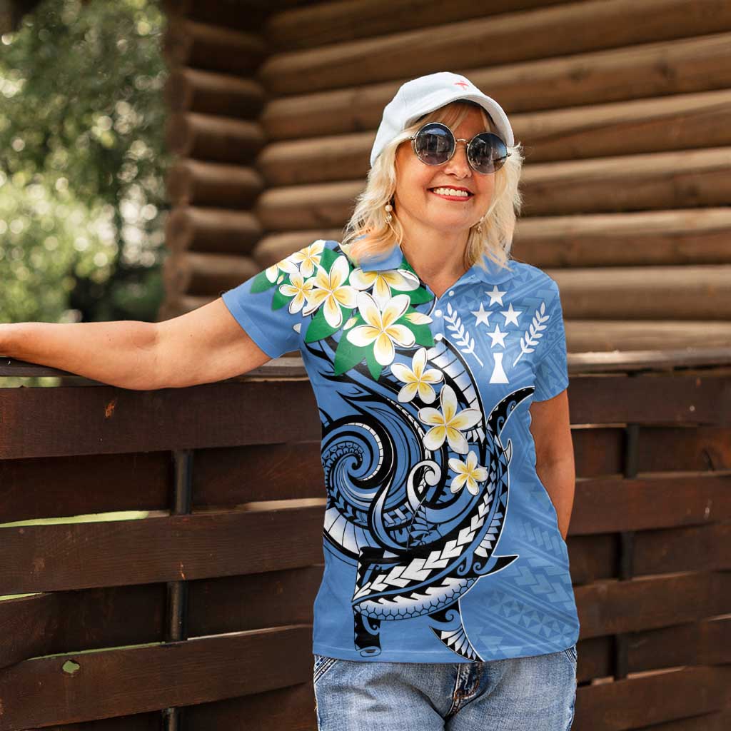 FSM Kosrae Polynesian Shark Tattoo Personalised Women Polo Shirt LT9 - Polynesian Pride
