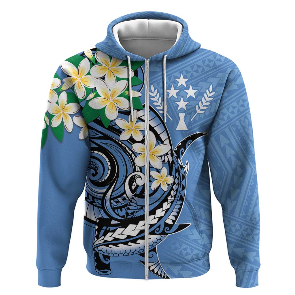 FSM Kosrae Polynesian Shark Tattoo Personalised Zip Hoodie